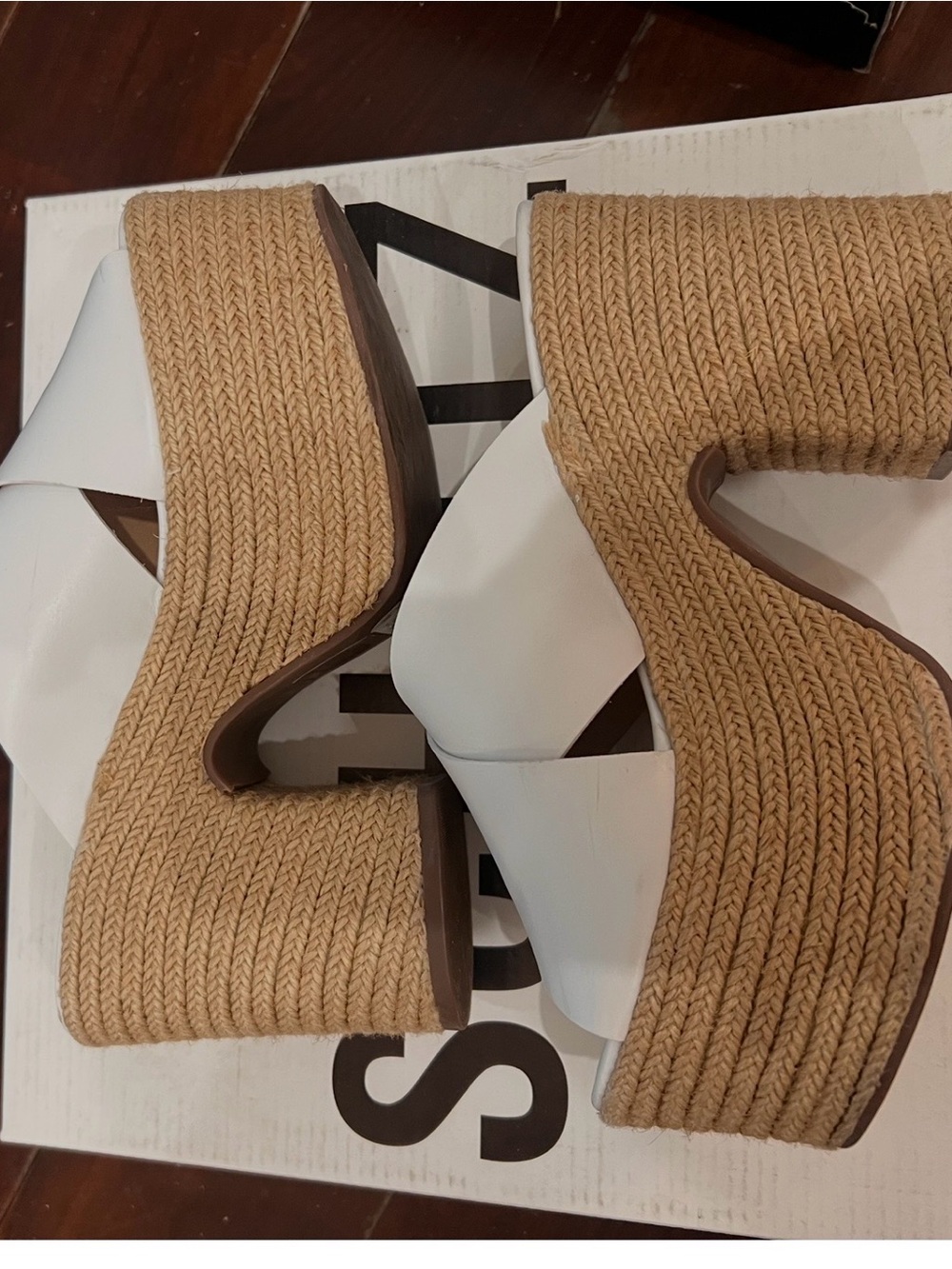 SCHUTZ White Leather Platform Sandals - Picture 4 of 5